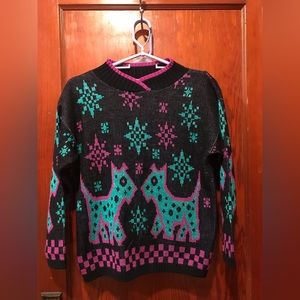 Jetset Sweaters vintage 70s Scotty dog checkered print sweater